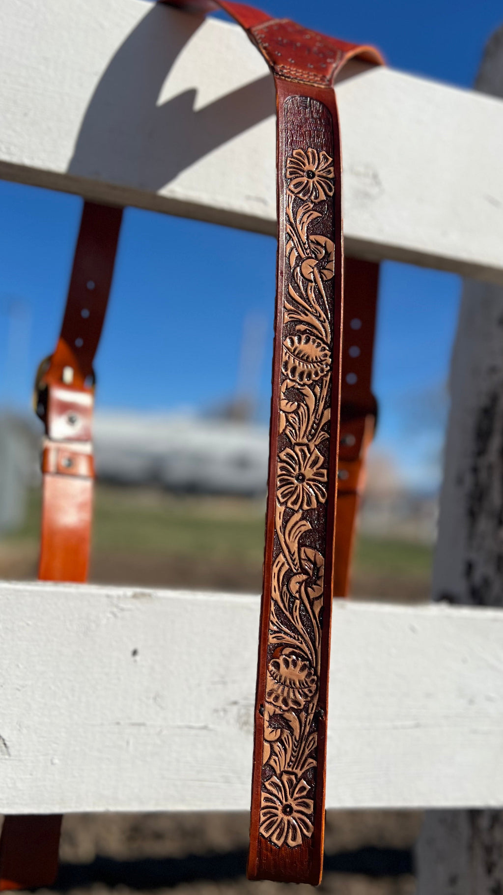 Western leather suspenders