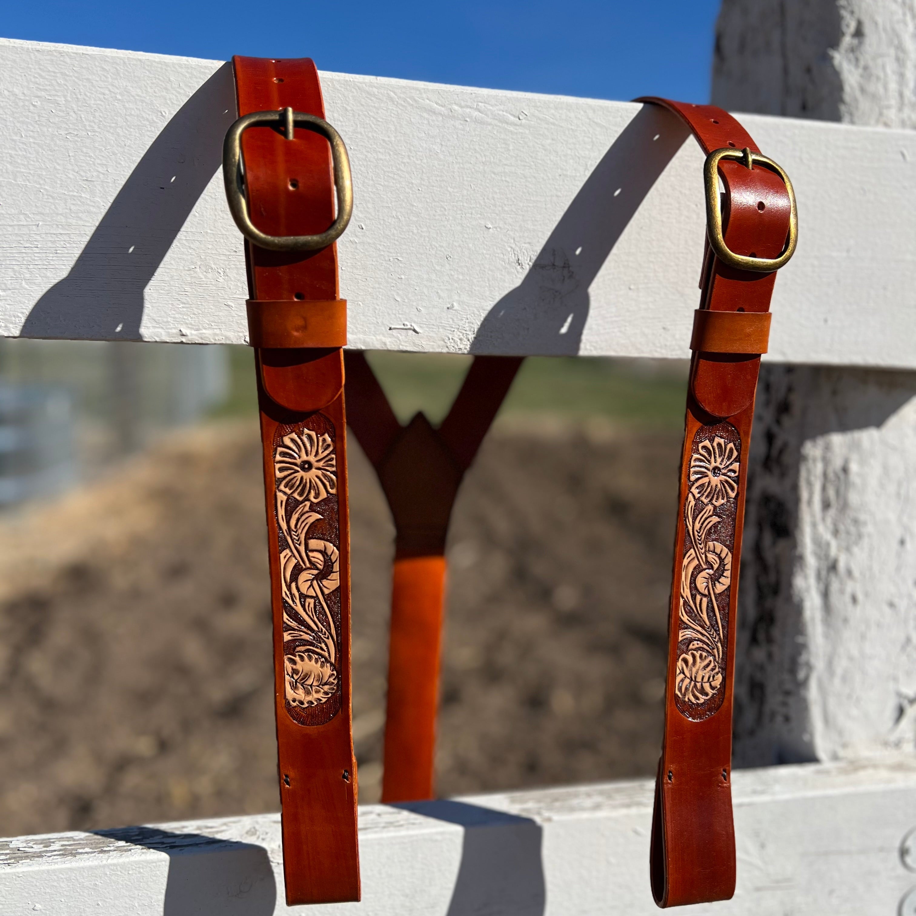 Western leather suspenders